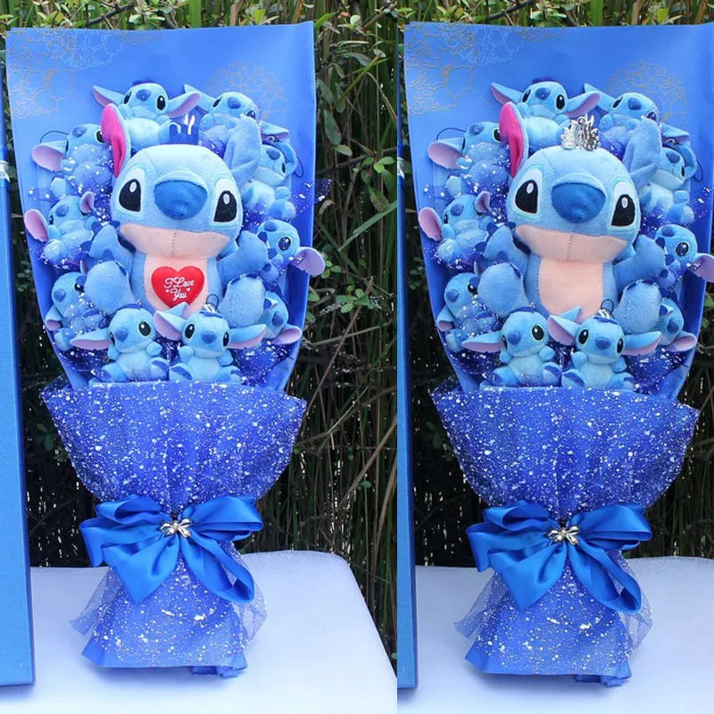 Cartoon Lilo Stitch Plush Doll Toys Rose Bouquet Gift Box Stitch Soft Stuffed Dolls Stich Plush Bouquets for Kids Birthday Gifts