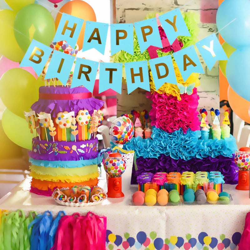 NEW Happy Birthday Banner Bunting Flag Party Decoration Kids Decor Children's Ornament Baby Colorful Girl Boy Parti Supplies
