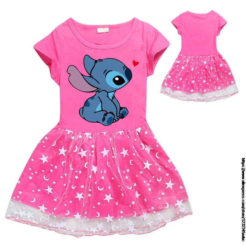 Girls Lilo And Stitch Dress Cotton Kids Dresses for Girls Party Clothes 3 To 10  Vestidos Toddler Costume Birthday Gift