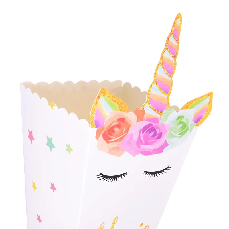 Unicorn Paper Candy Gift Bag Unicorn Party Cookie Popcorn Box for Kids Girl Birthday Party Decoration Supplies Baby Shower Favor