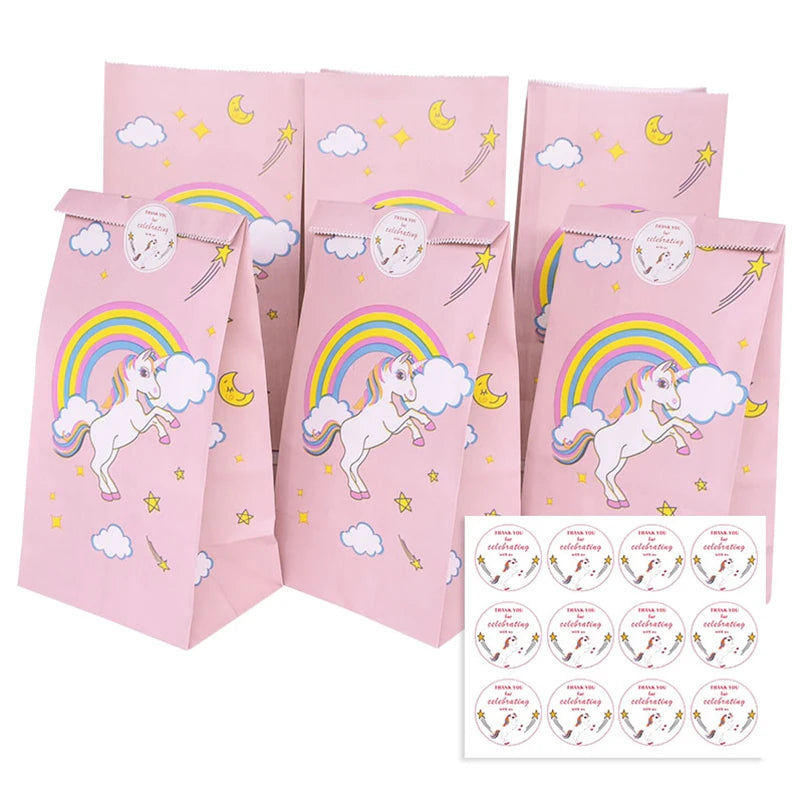 Unicorn Paper Candy Gift Bag Unicorn Party Cookie Popcorn Box for Kids Girl Birthday Party Decoration Supplies Baby Shower Favor