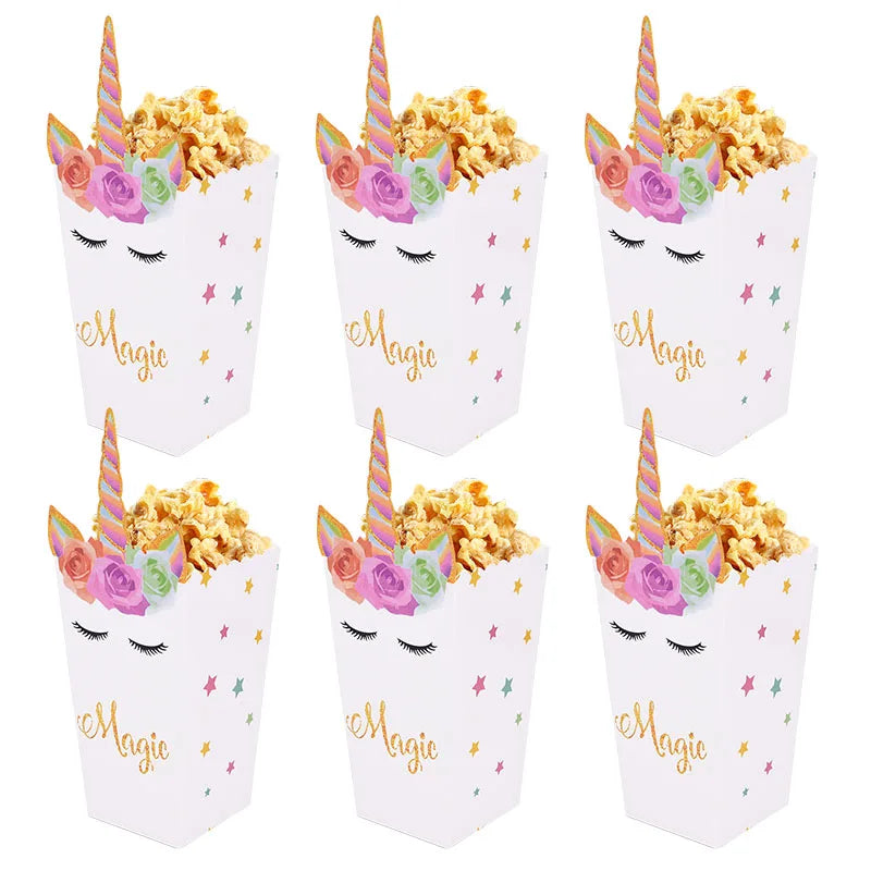 Unicorn Paper Candy Gift Bag Unicorn Party Cookie Popcorn Box for Kids Girl Birthday Party Decoration Supplies Baby Shower Favor