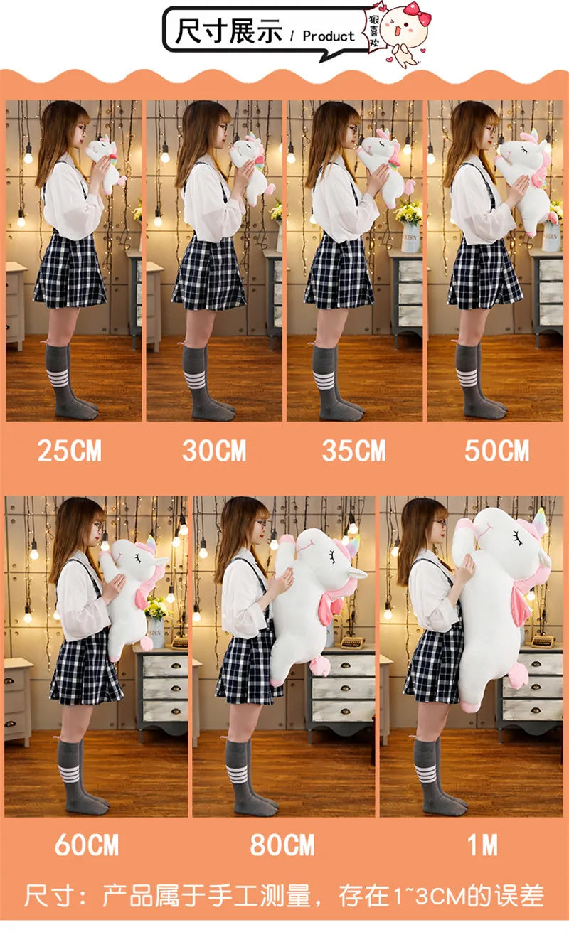 25-100CM Giant Size Unicorn Plush Toy Soft Stuffed Cartoon Unicorn Dolls Animal Horse High Quality Birthday Gift