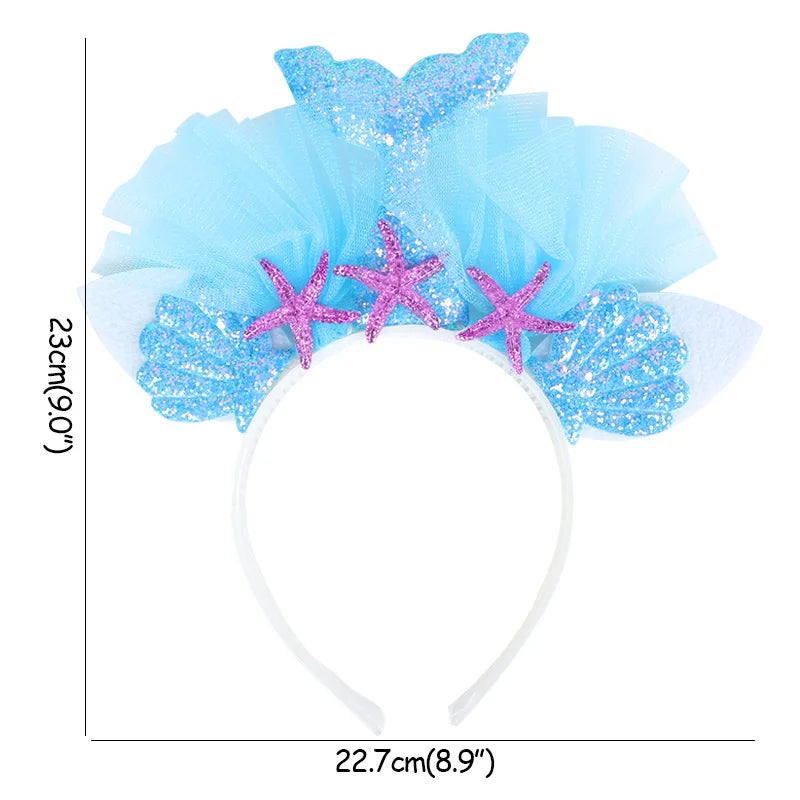 WEIGAO Little Mermaid Party Crown Headband Mermaid Tail Hat Photo Props for Girl 1st Birthday Party Mermaid Hair Accessories