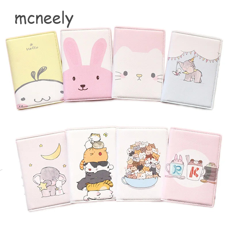 Mcneely Cartoon animals Prints Passport Holder Kids Travel Passport Cover Girls passport Case Cute boys Passport Wallet 10*14cm