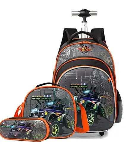 3pcs School Wheeled bag set with lunch box Kids SchooTrolley Bag wheels Wheeled backpack for boys Travel luggage Trolley Bag
