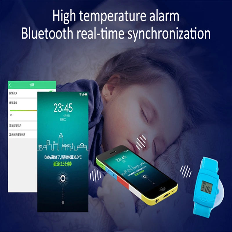LCD Bluetooth Children Kids Thermometer Digital Fever Thermometer Intelligent Thermometer Reminder Baby Health Care APP Control