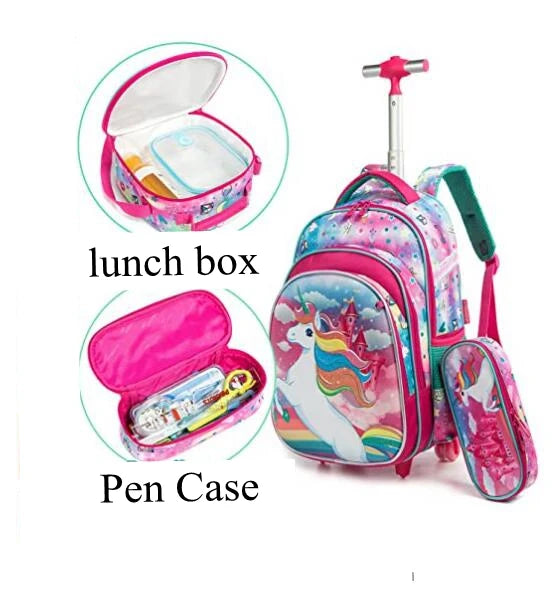 3pcs School Wheeled bag set with lunch box Kids SchooTrolley Bag wheels Wheeled backpack for boys Travel luggage Trolley Bag