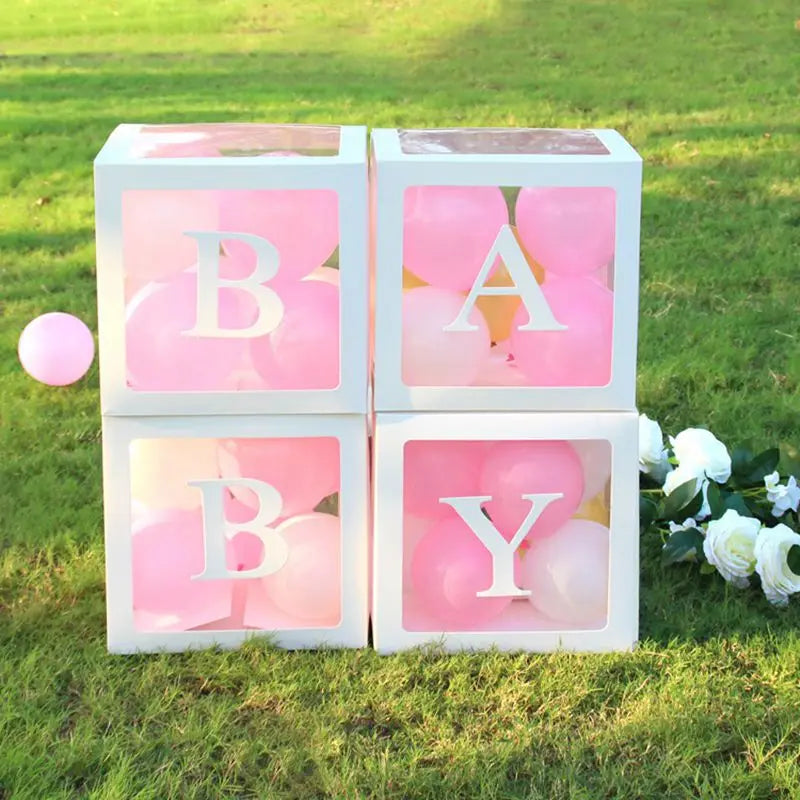Transparent Baby Shower Box Boy Girl Birthday Decor 1st One First Birthday Wedding Party Decor Christening Babyshower Supplies