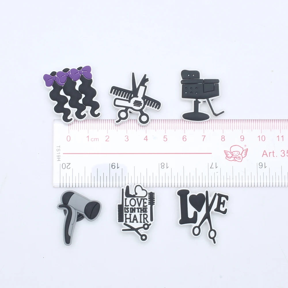 Novelty Hair salon 1pc PVC Game Shoe Charms Shoe Accessories Shoe Decoration for  Wristbands Kids Party Xmas Hot Sale