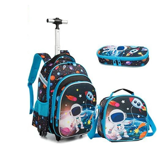 3pcs School Wheeled bag set with lunch box Kids SchooTrolley Bag wheels Wheeled backpack for boys Travel luggage Trolley Bag
