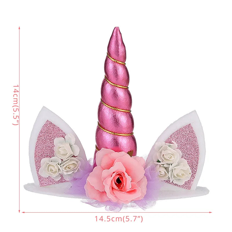 Unicorn Girls Cake Topper Kids 1st Birthday Decor Cloud Rainbow Balloon Cupcake Toppers Baby Shower Christening Cake Decorating