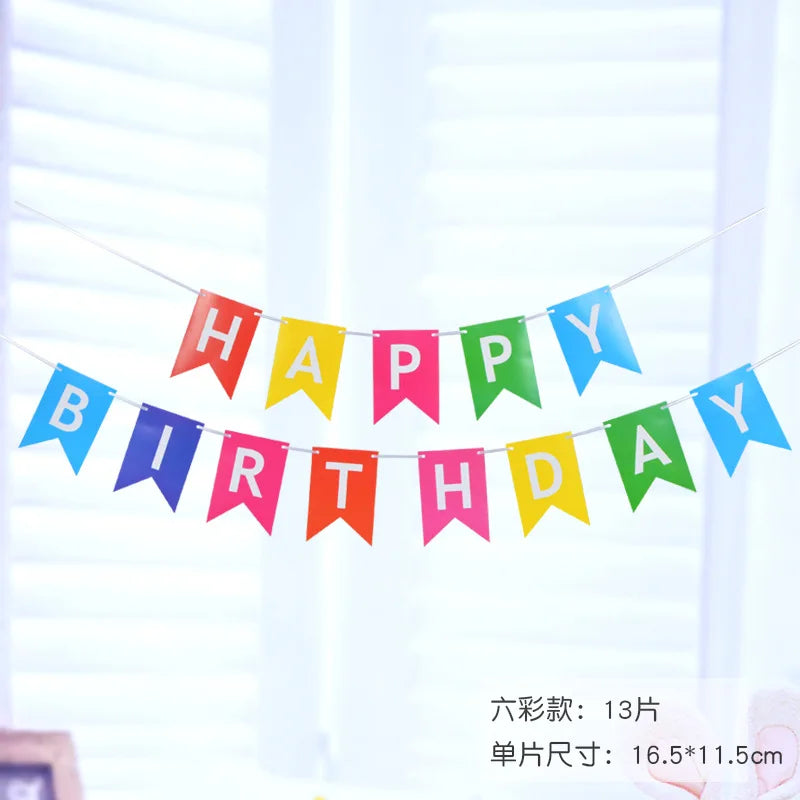 NEW Happy Birthday Banner Bunting Flag Party Decoration Kids Decor Children's Ornament Baby Colorful Girl Boy Parti Supplies