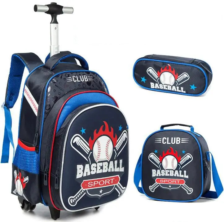 3pcs School Wheeled bag set with lunch box Kids SchooTrolley Bag wheels Wheeled backpack for boys Travel luggage Trolley Bag