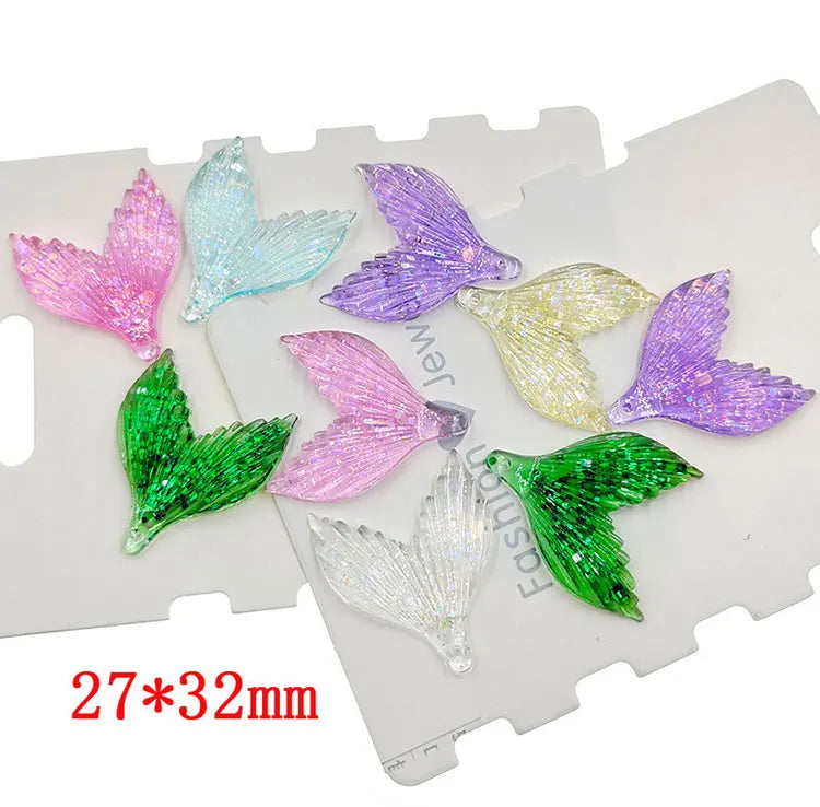 10pcs/lot DIY flat back resin glitter mermaid tail cabochons accessories for kids hair clothes brooch jewelry accessories