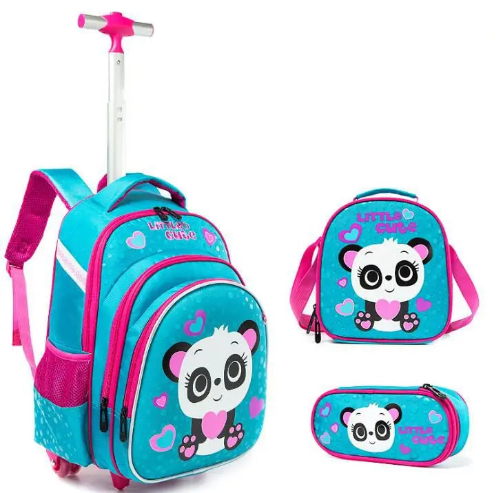 3pcs School Wheeled bag set with lunch box Kids SchooTrolley Bag wheels Wheeled backpack for boys Travel luggage Trolley Bag