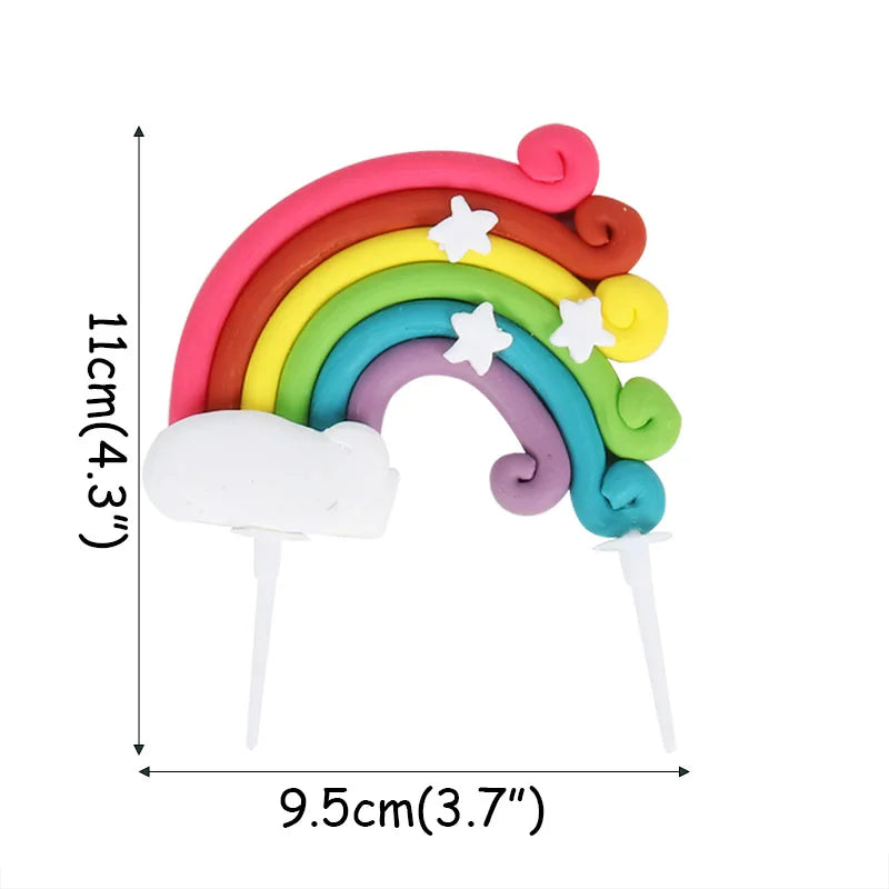 Unicorn Girls Cake Topper Kids 1st Birthday Decor Cloud Rainbow Balloon Cupcake Toppers Baby Shower Christening Cake Decorating