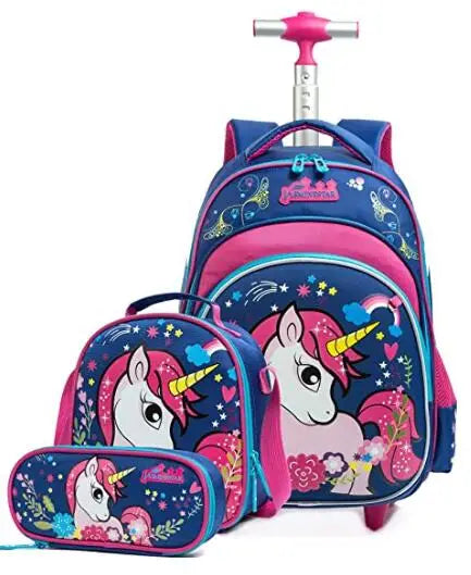 3pcs School Wheeled bag set with lunch box Kids SchooTrolley Bag wheels Wheeled backpack for boys Travel luggage Trolley Bag