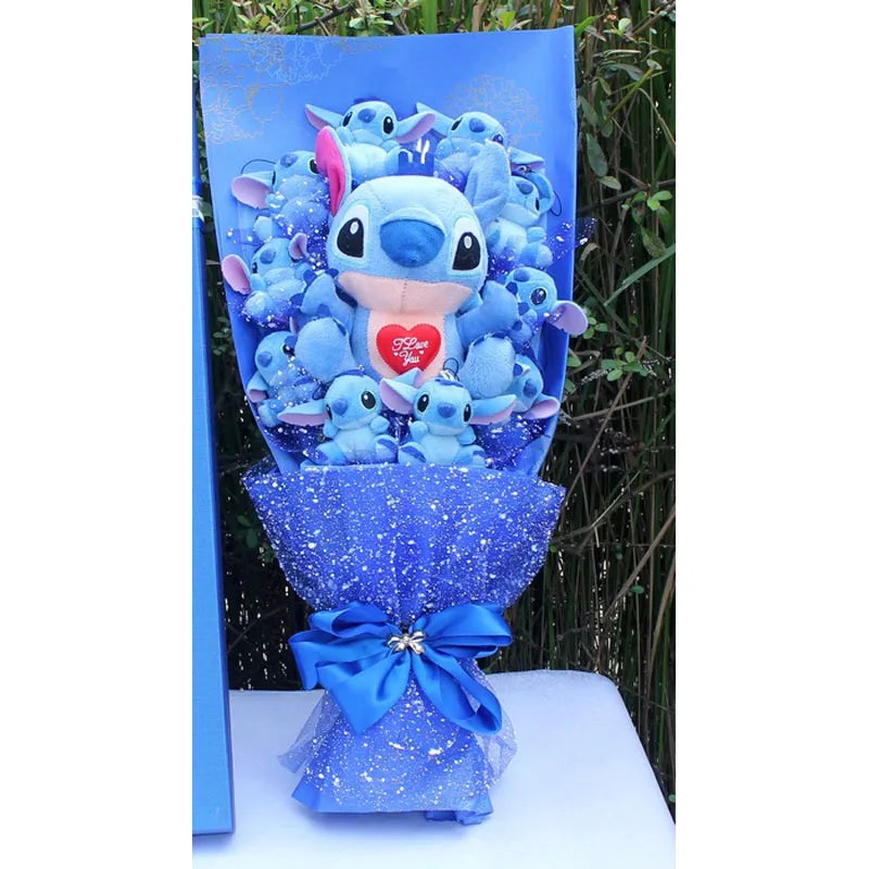 Cartoon Lilo Stitch Plush Doll Toys Rose Bouquet Gift Box Stitch Soft Stuffed Dolls Stich Plush Bouquets for Kids Birthday Gifts