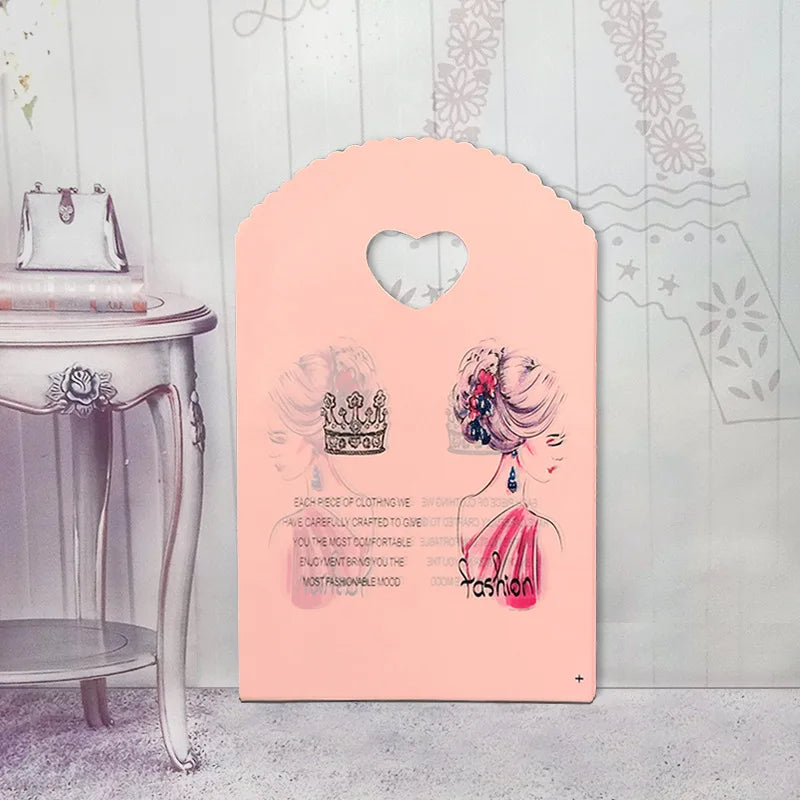 50pcs/lot Various Patterns Jewelry Plastic Bag Heart-Shaped Oval Handles Mini Gift Packing Bag Store Small Shopping Bags