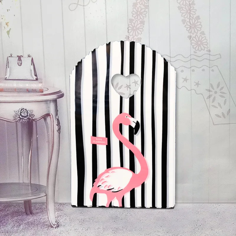 50pcs/lot Various Patterns Jewelry Plastic Bag Heart-Shaped Oval Handles Mini Gift Packing Bag Store Small Shopping Bags