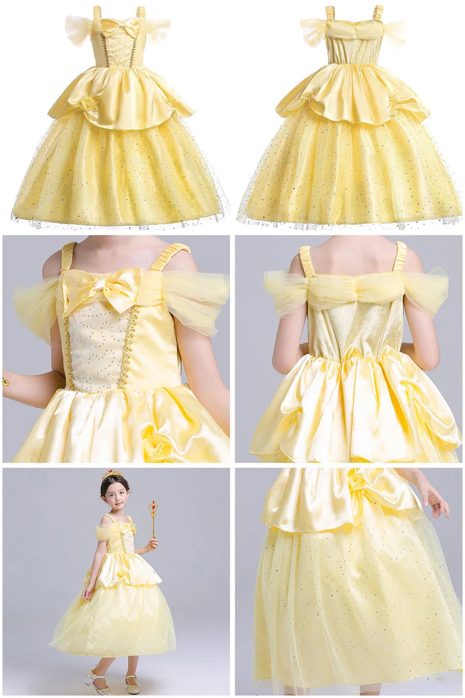 Kids Princess Dresses Girls Belle Party Costume Children Christmas Birthday Flower Clothes Beauty and the Beast Fancy Disguise