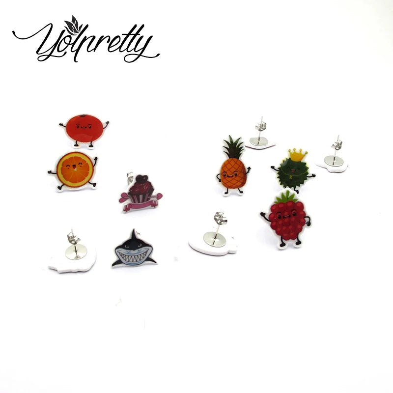 2024 New Arrival Cute Angel and Stitch Couple Love Epoxy Stud Earrings Handcraft Acrylic Resin Earrings