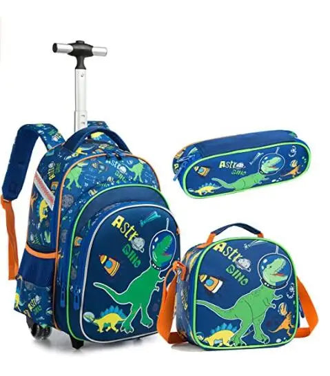 3pcs School Wheeled bag set with lunch box Kids SchooTrolley Bag wheels Wheeled backpack for boys Travel luggage Trolley Bag