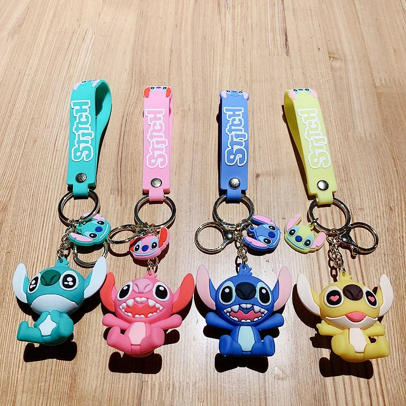 Lilo & Stitch Toys Keychian Children Anime Stitch Pendant Doll Keyring Kawaii Angel Keychians Cute Girls Christmas Gifts