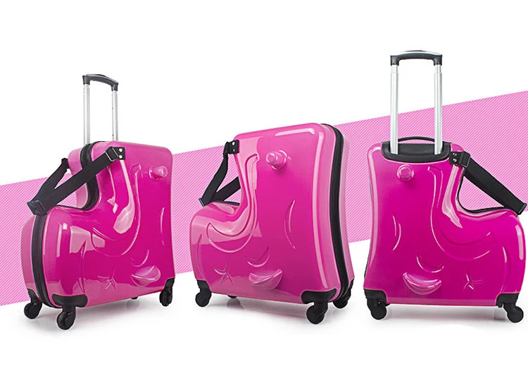 New Kids Riding Trojanl Luggage Hot Boys Girls Travel Trolley Alloy Children Sitting Rolling Luggage Suitcase Spinner Wheels