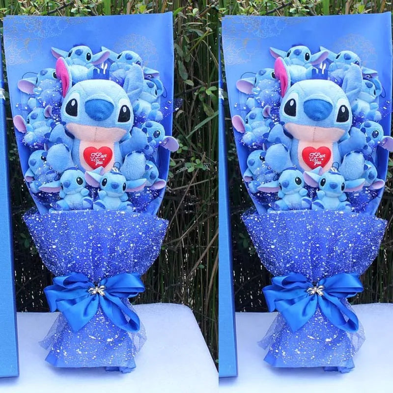 Cartoon Lilo Stitch Plush Doll Toys Rose Bouquet Gift Box Stitch Soft Stuffed Dolls Stich Plush Bouquets for Kids Birthday Gifts