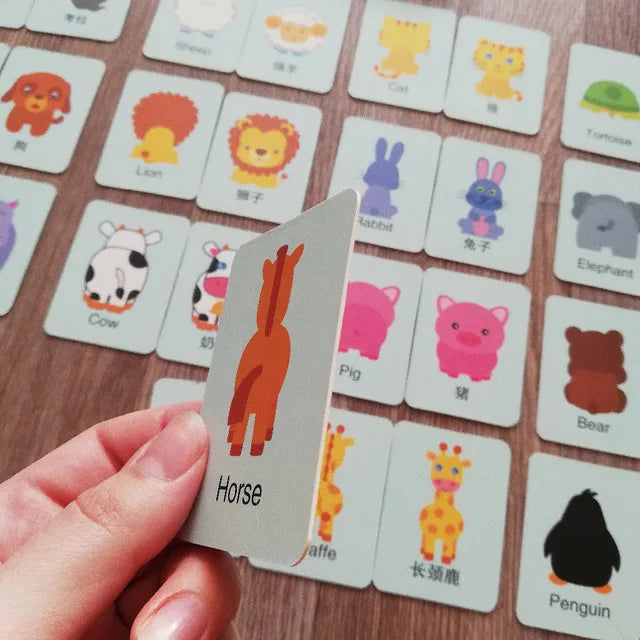 Baby Cognition Puzzle Toys Toddler Kids Iron Box Cards Matching Game Cognitive Card Car Fruit Animal Life Puzzle