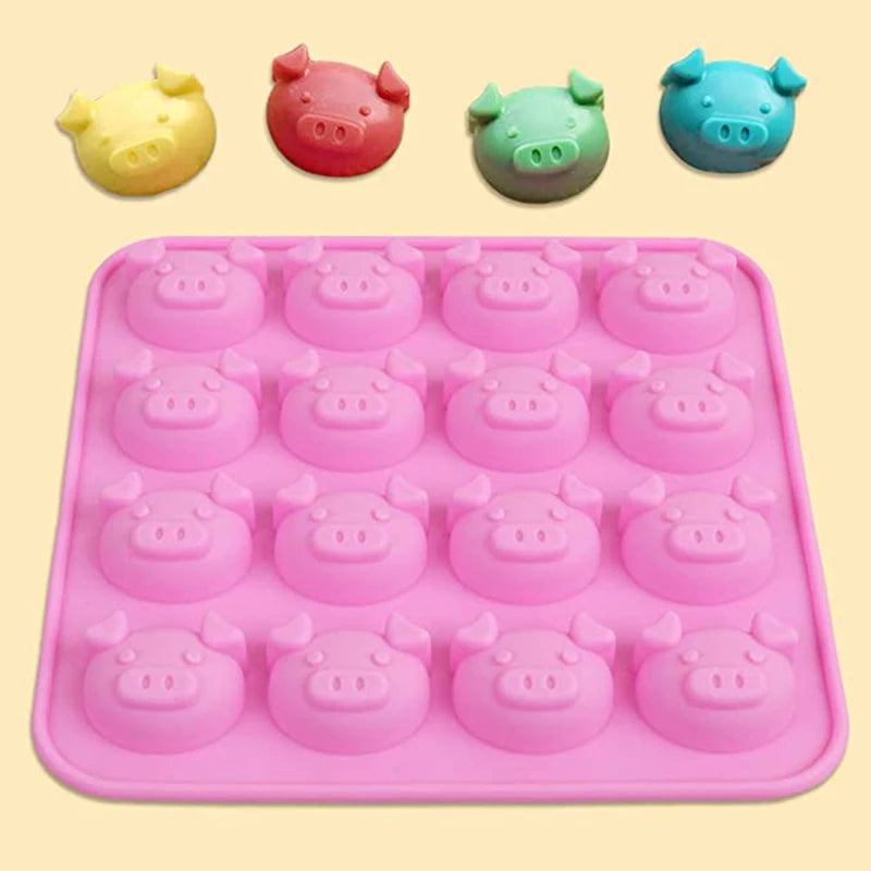 Cartoon Silicone Mold For Baking Stitch Bear Mouse Cat Pig Duck Chocolate Soap Mould Animal Cake Decorating Tool Cupcake Topper