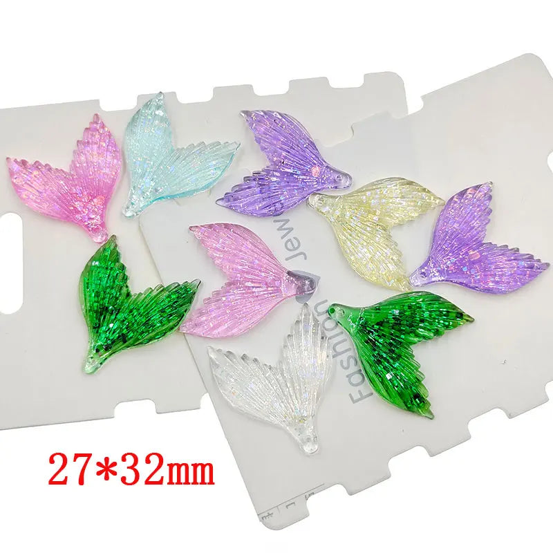 10pcs/lot DIY flat back resin glitter mermaid tail cabochons accessories for kids hair clothes brooch jewelry accessories