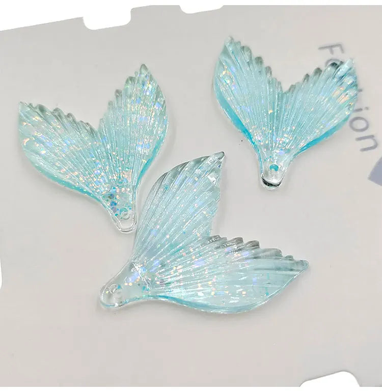 10pcs/lot DIY flat back resin glitter mermaid tail cabochons accessories for kids hair clothes brooch jewelry accessories