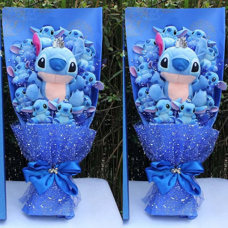 Cartoon Lilo Stitch Plush Doll Toys Rose Bouquet Gift Box Stitch Soft Stuffed Dolls Stich Plush Bouquets for Kids Birthday Gifts