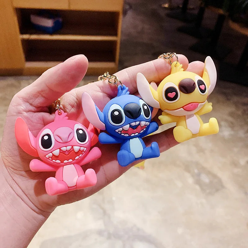 Lilo & Stitch Toys Keychian Children Anime Stitch Pendant Doll Keyring Kawaii Angel Keychians Cute Girls Christmas Gifts