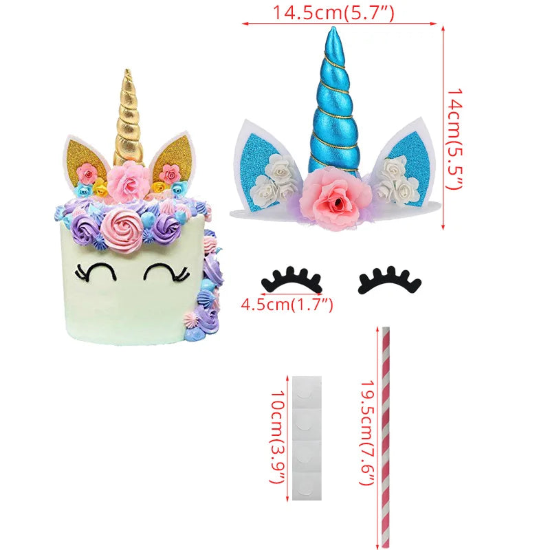 Unicorn Girls Cake Topper Kids 1st Birthday Decor Cloud Rainbow Balloon Cupcake Toppers Baby Shower Christening Cake Decorating