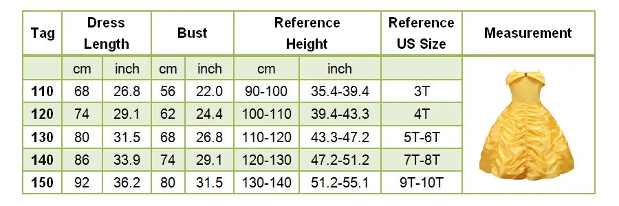 Kids Princess Dresses Girls Belle Party Costume Children Christmas Birthday Flower Clothes Beauty and the Beast Fancy Disguise