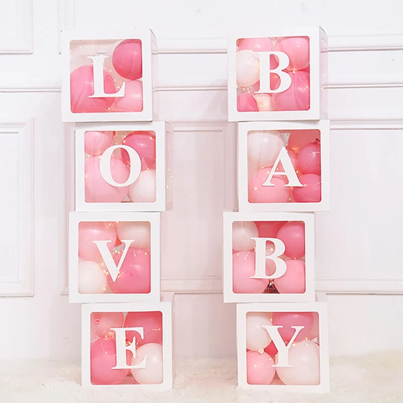 Transparent Balloon Box Baby Shower Decoration Boy Girl 1st Birthday Party Decorations Kids Wedding Decor Babyshower Supplies