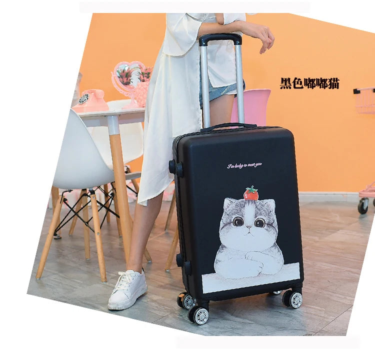 20"22"24"26"carry-on Suitcase with wheels Girl and kids pink lovely luggage travel bag trolley bags students red cute suitcases