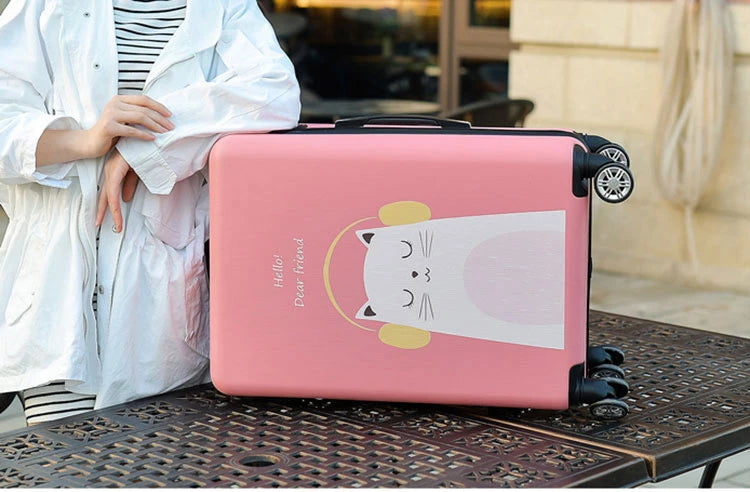 20"22"24"26"carry-on Suitcase with wheels Girl and kids pink lovely luggage travel bag trolley bags students red cute suitcases