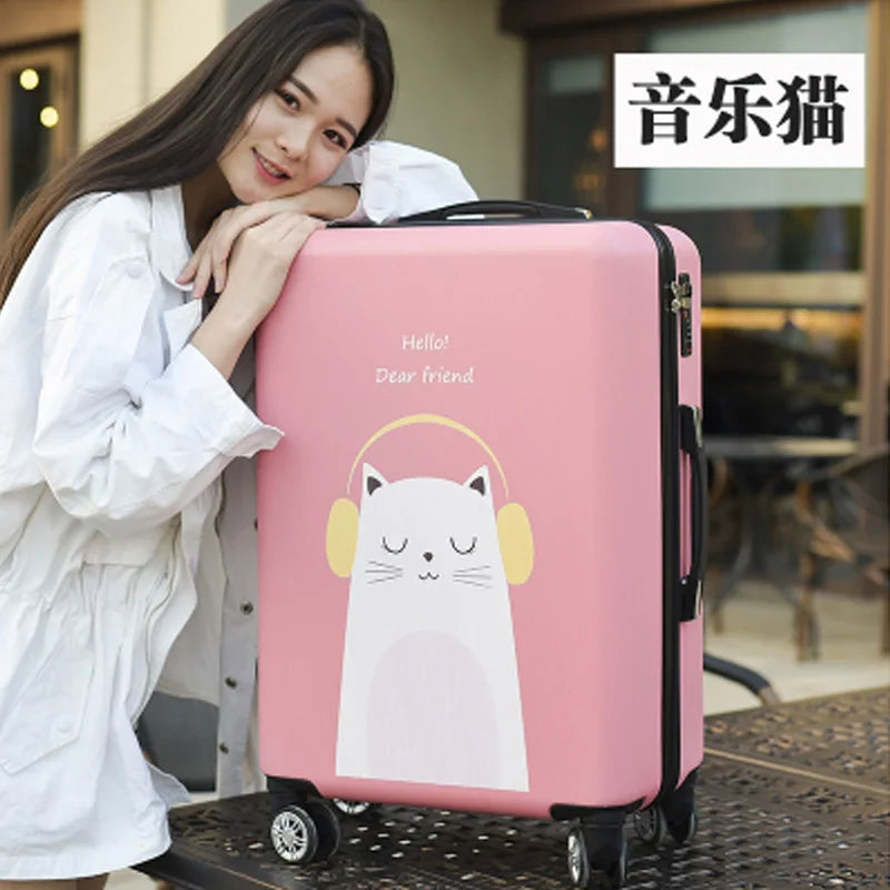 20"22"24"26"carry-on Suitcase with wheels Girl and kids pink lovely luggage travel bag trolley bags students red cute suitcases