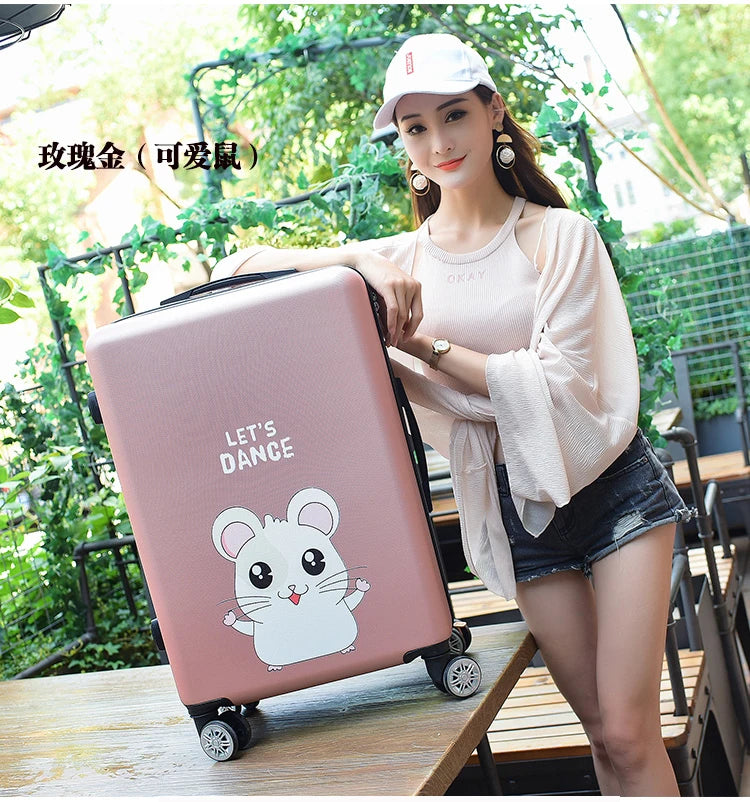 20"22"24"26"carry-on Suitcase with wheels Girl and kids pink lovely luggage travel bag trolley bags students red cute suitcases