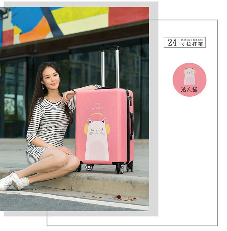 20"22"24"26"carry-on Suitcase with wheels Girl and kids pink lovely luggage travel bag trolley bags students red cute suitcases