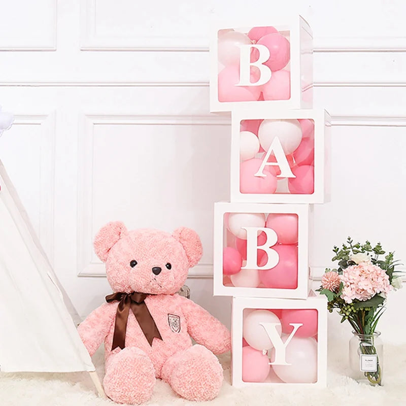 Transparent Balloon Box Baby Shower Decoration Boy Girl 1st Birthday Party Decorations Kids Wedding Decor Babyshower Supplies