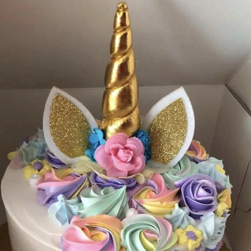 Cyuan Unicorn Birthday Cake Wings Decor Cartoon Unicorn Cake Toppers Birthday Party Decoration Kids Cupcake Wrappers Cake Topper