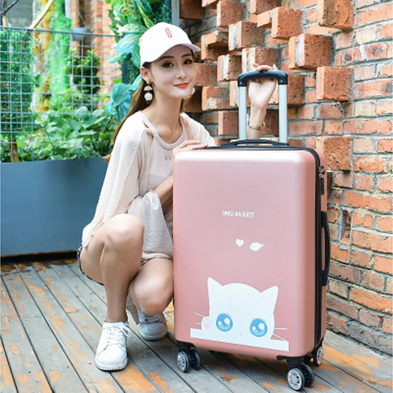20"22"24"26"carry-on Suitcase with wheels Girl and kids pink lovely luggage travel bag trolley bags students red cute suitcases