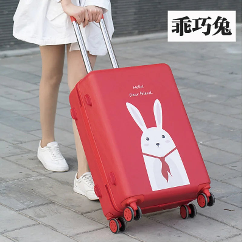 20"22"24"26"carry-on Suitcase with wheels Girl and kids pink lovely luggage travel bag trolley bags students red cute suitcases
