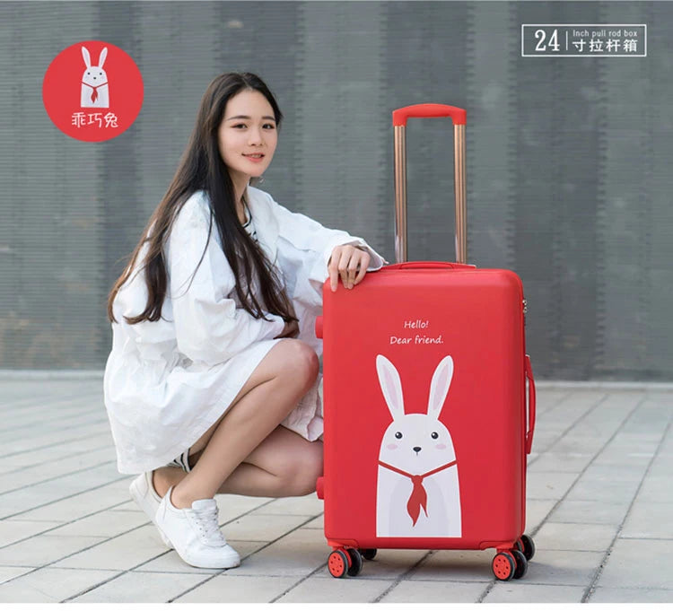 20"22"24"26"carry-on Suitcase with wheels Girl and kids pink lovely luggage travel bag trolley bags students red cute suitcases